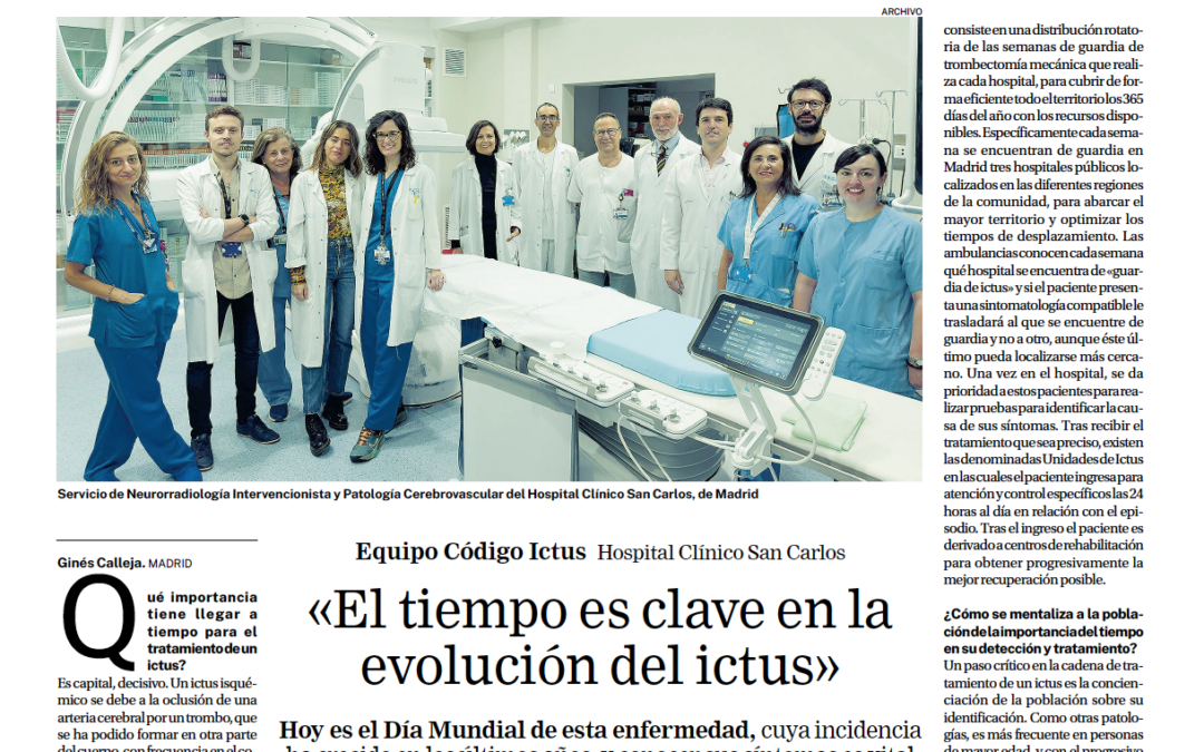 El tiempo es clave en la evolución del ictus